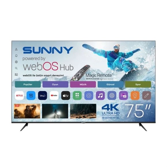 Sunny SN75QLEDM-W02M 75'' 190 Ekran Qled Webos Smart Led Tv