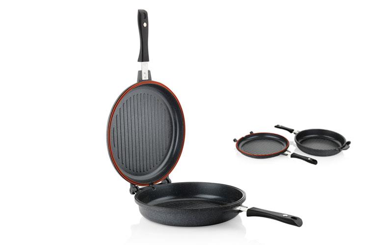Schafer 1s629 28001 Sıy03  Yuvarlak Yy.double Grıll Pan 30cm 2parça Sıy
