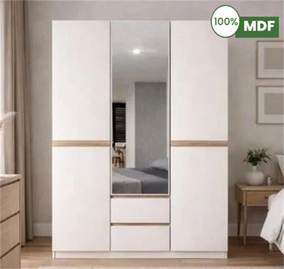 Marcastil Alya 3 Kapılı 2 Çekmeceli Dolap MDF Vizon
