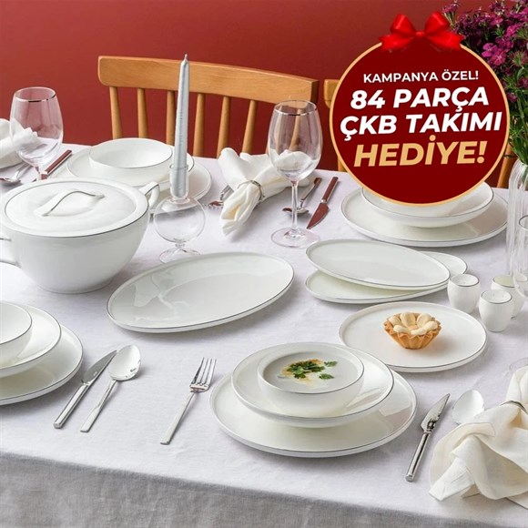 Emsan Fine Bone Freya Fd Platin Yuvarlak 60 Prç Yemek Takımı