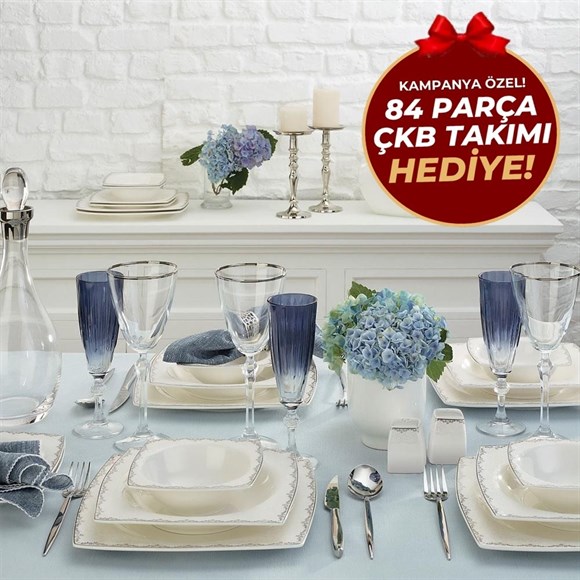 Emsan Fıne Bone Yenı Lotus Platın 61 Prc Yemek Takımı
