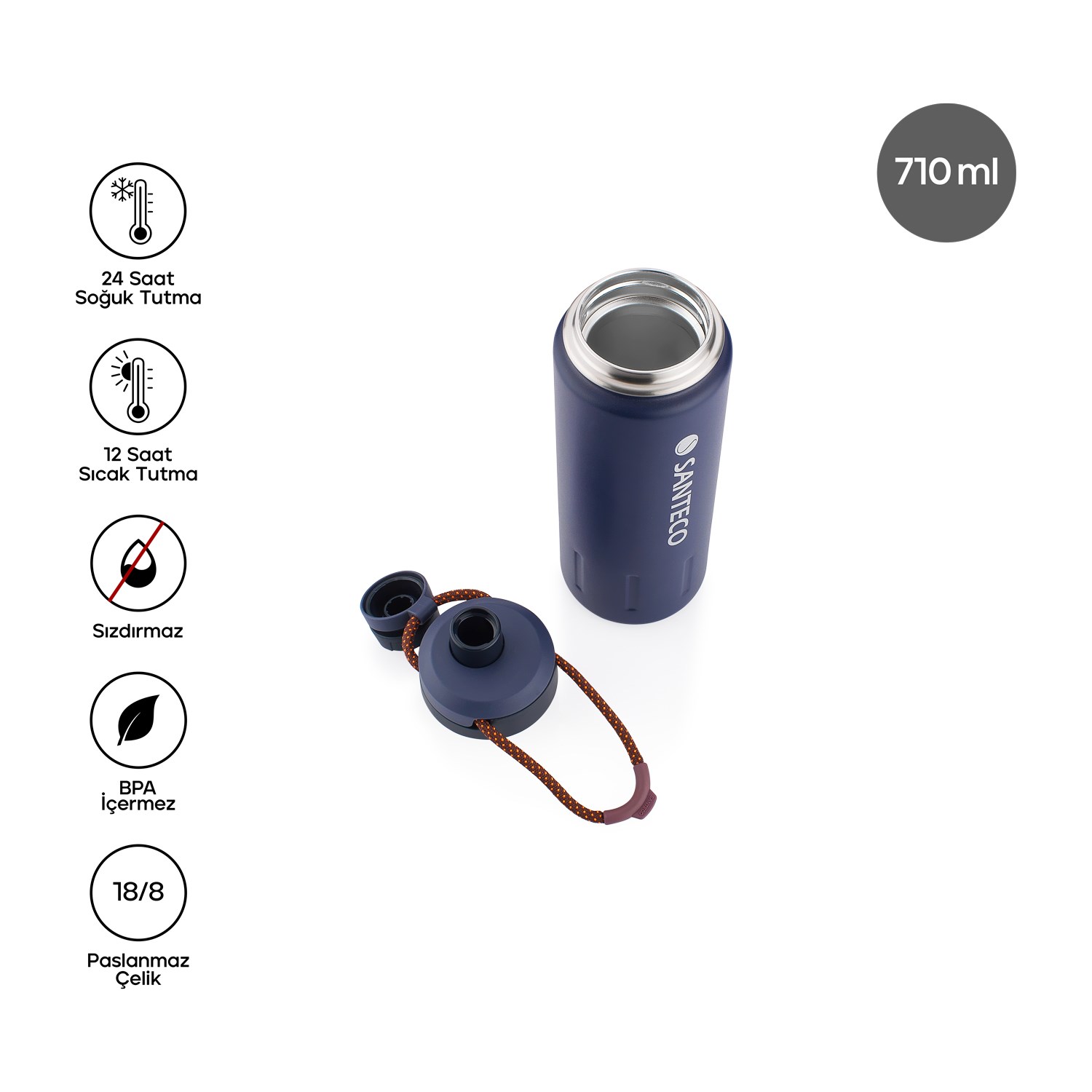 Santeco Ktwo Sporcu Termosu 710 ML-Mavi
