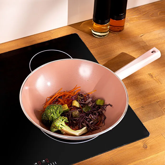 Emsan Swıss Crystal Seramik 28  Cm Wok Tavası Pembe