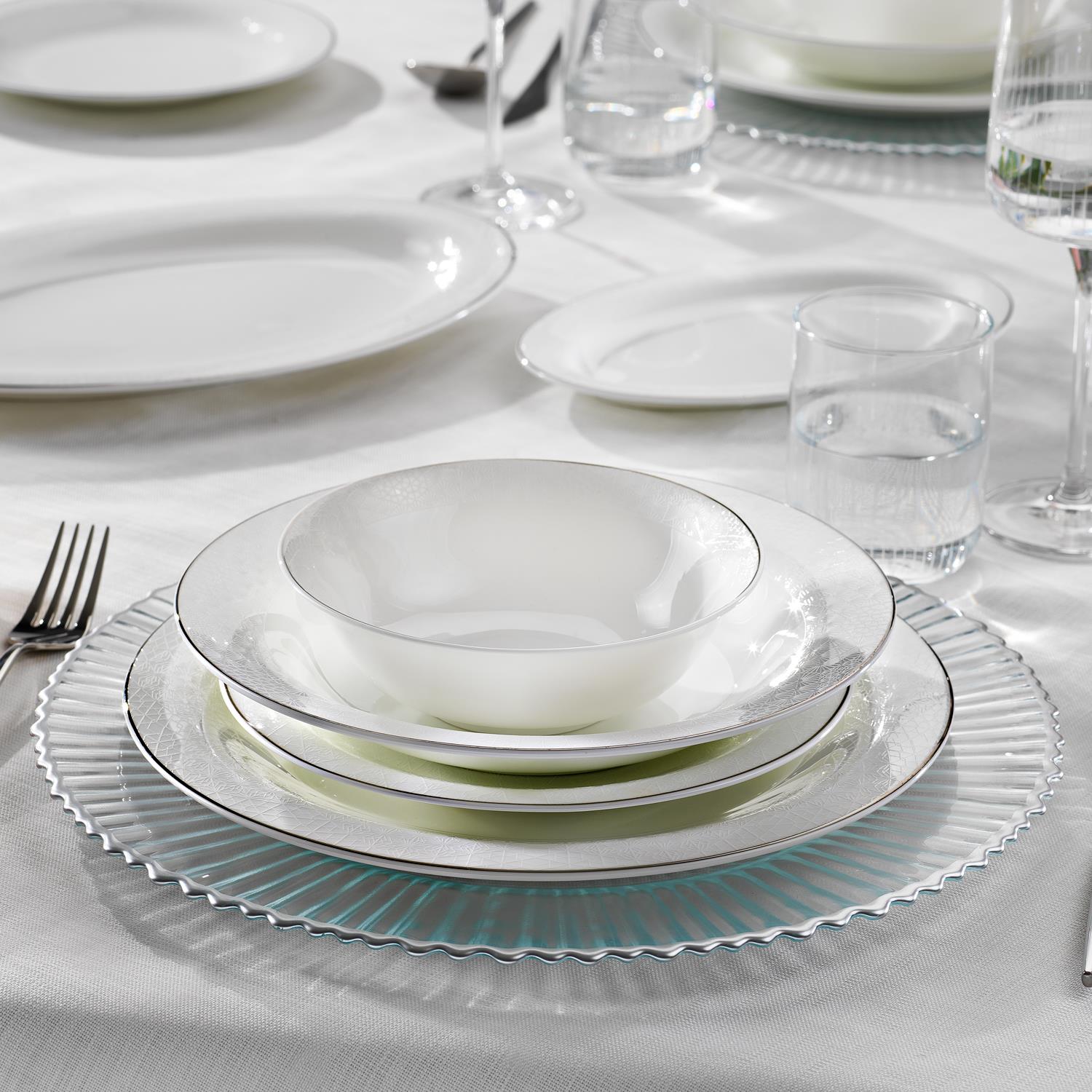 Schafer 1S6483-01001-Plt02 Silver Yemek Takımı  56 Parça Platin
