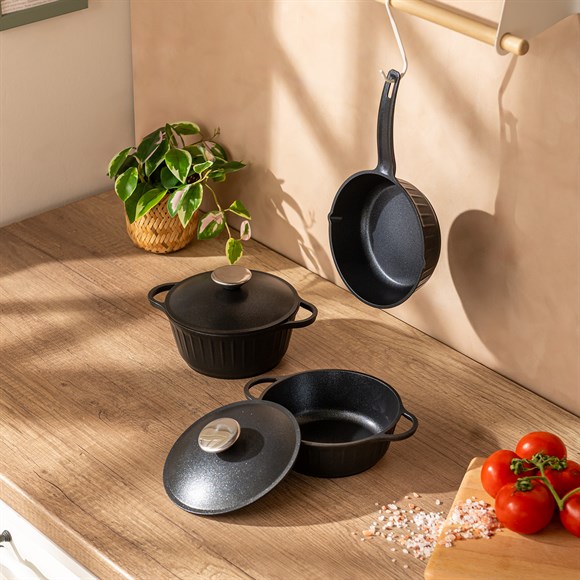Emsan Stone Döküm Mini Tencere Set