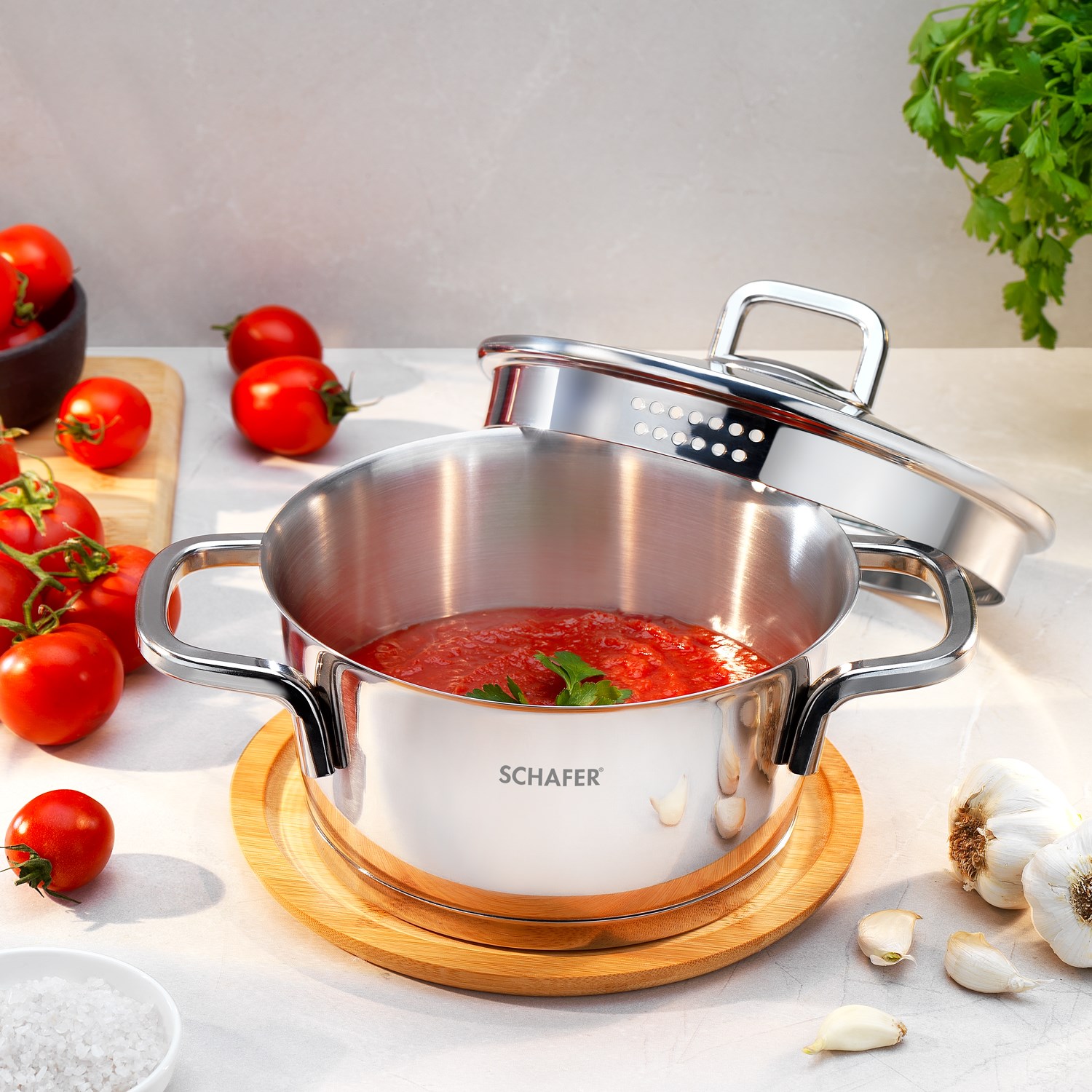 Schafer New Stahl Çelik  Derin  Tencere 16 Cm 2 Parça-Inox