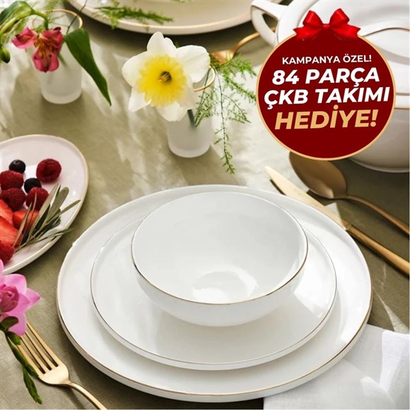 Emsan Fine Bone Freya Fd Gold Yuvarlak 60 Prç Yemek Takımı