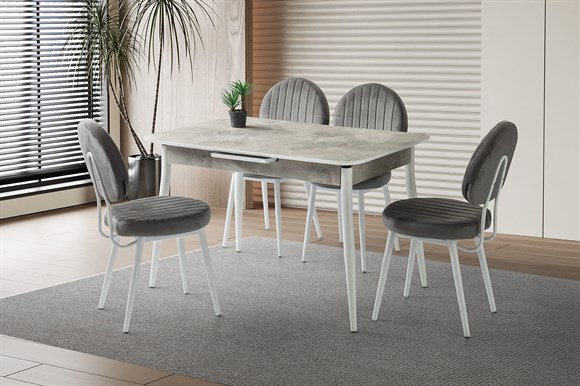 Levent Mtk.0231-490 7002 Salta 80*120 Masa 4 Bead Sandalye Rambla Beyaz