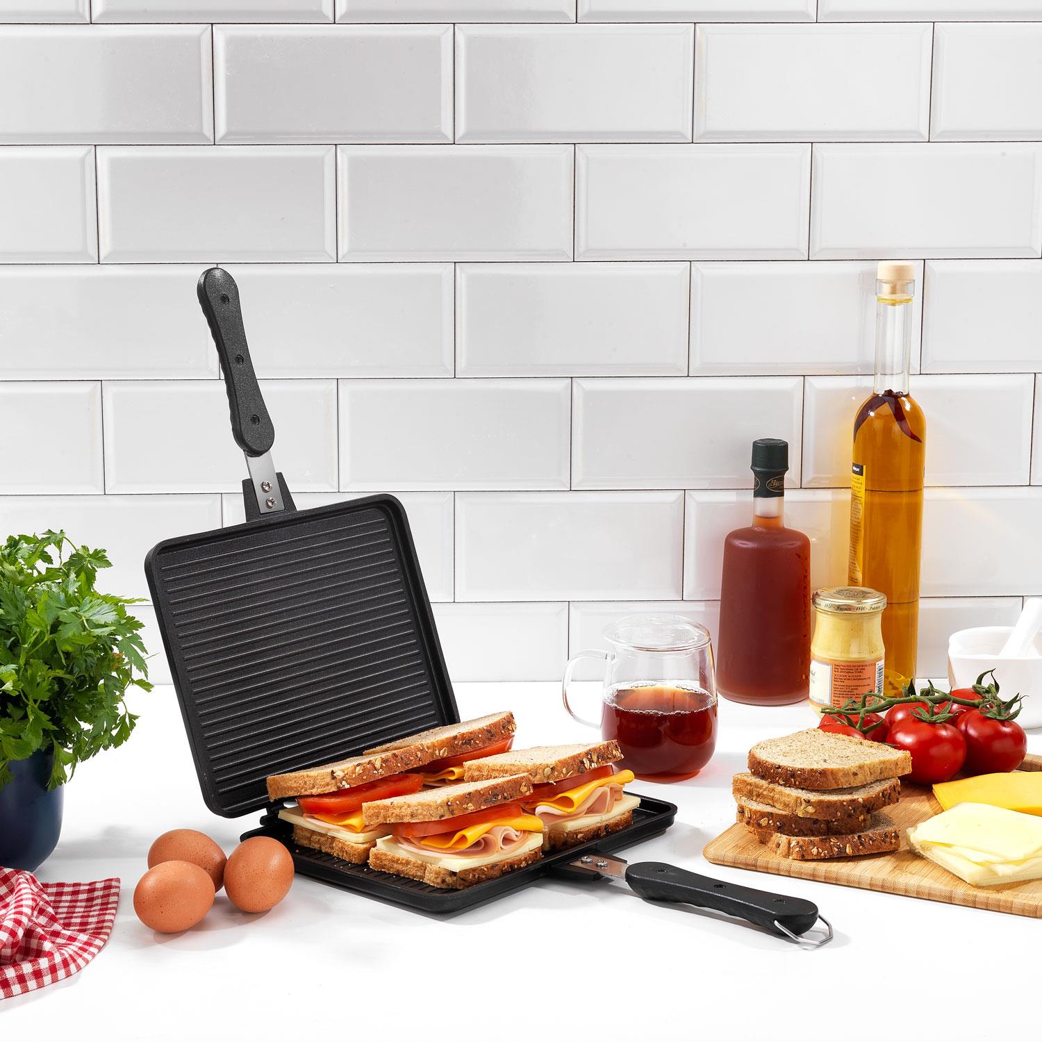 Schafer Tastematik Döküm Ocak Üstü Tost Izgara 20*26 Cm 2 Parça