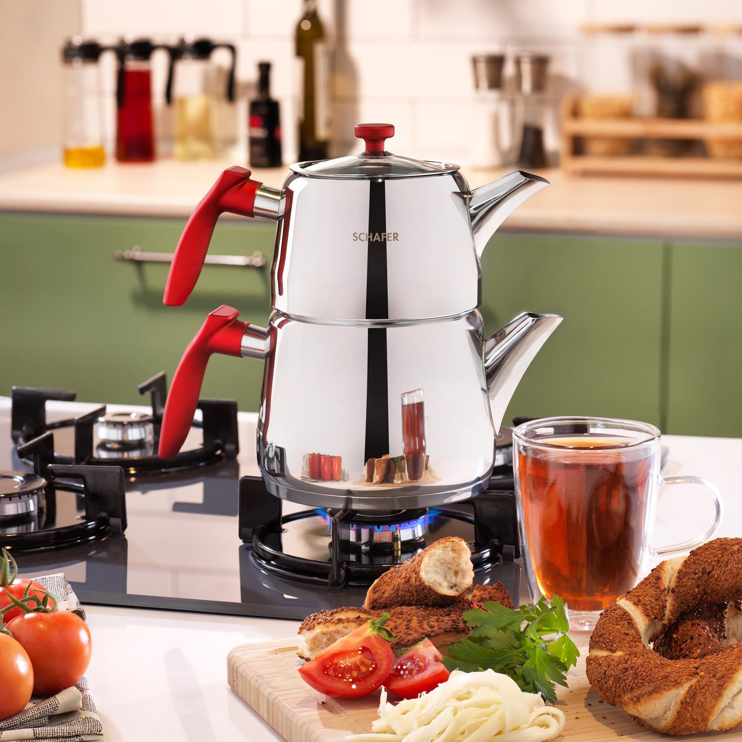 Schafer 1s6007-15001-kmz02 Rot Aile Boyu Çaydanlık Takımı 3 Prç Kırmızı