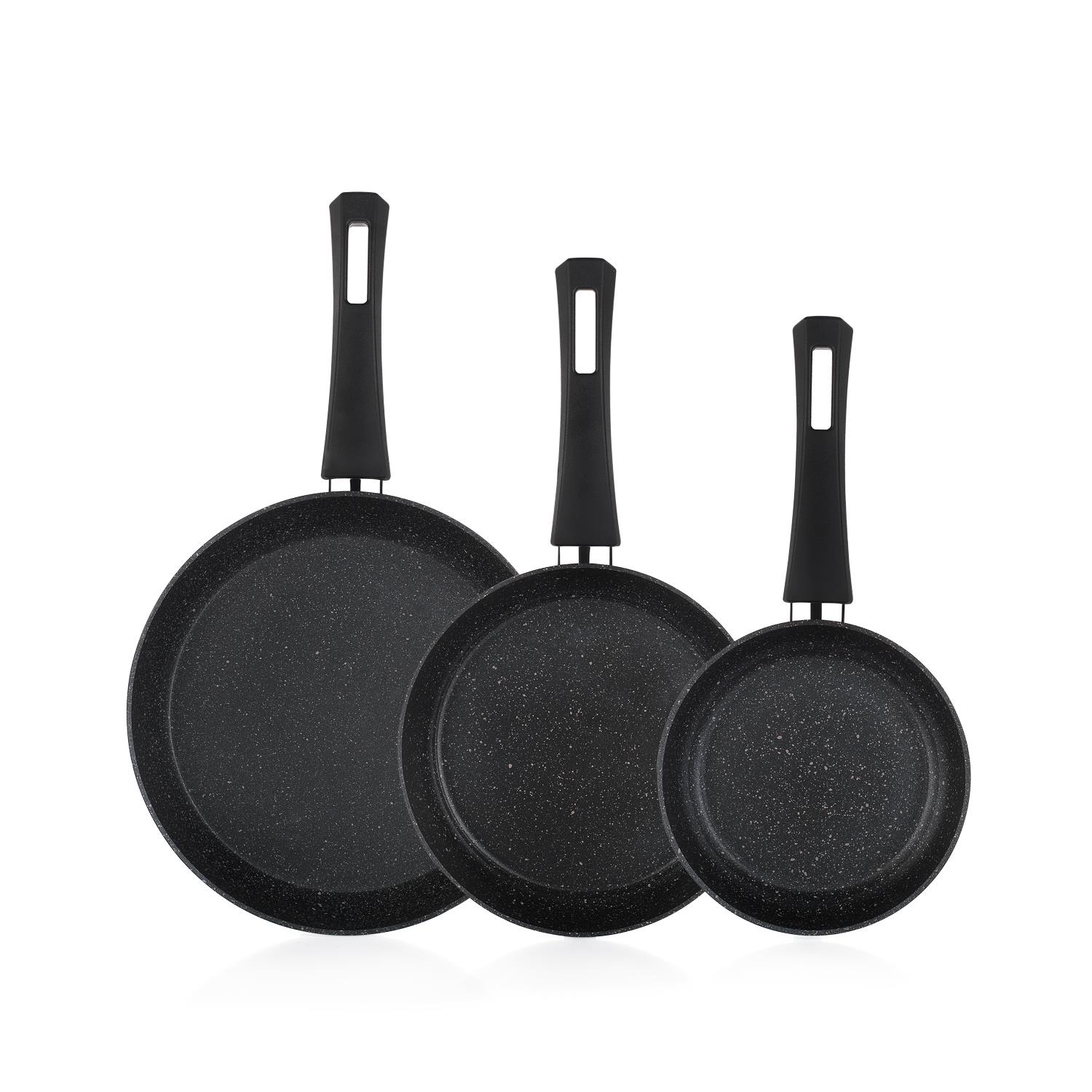 Schafer Black Stone 3 Lü Tava Seti 18 Cm+22 Cm+26 Cm-Siyah